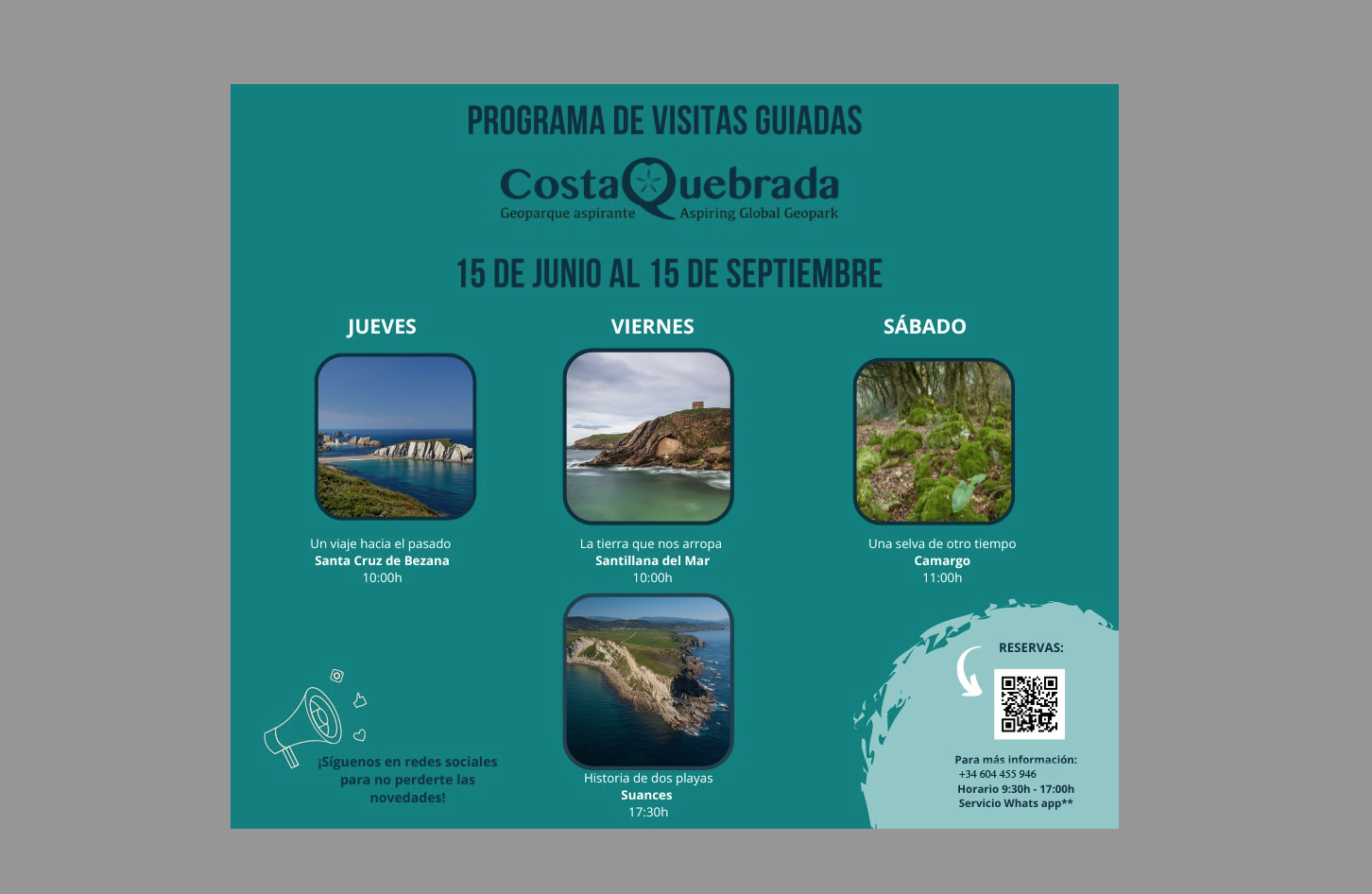 Costa Quebrada anuncia el programa de visitas gratuitas para todas las semanas de la época veraniega