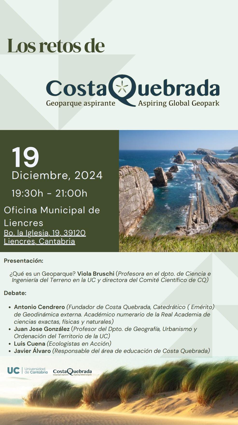 El Geoparque Costa Quebrada inicia el 19 de diciembre un programa de divulgación con actividades todos los meses